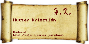 Hutter Krisztián névjegykártya