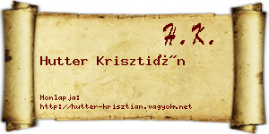 Hutter Krisztián névjegykártya